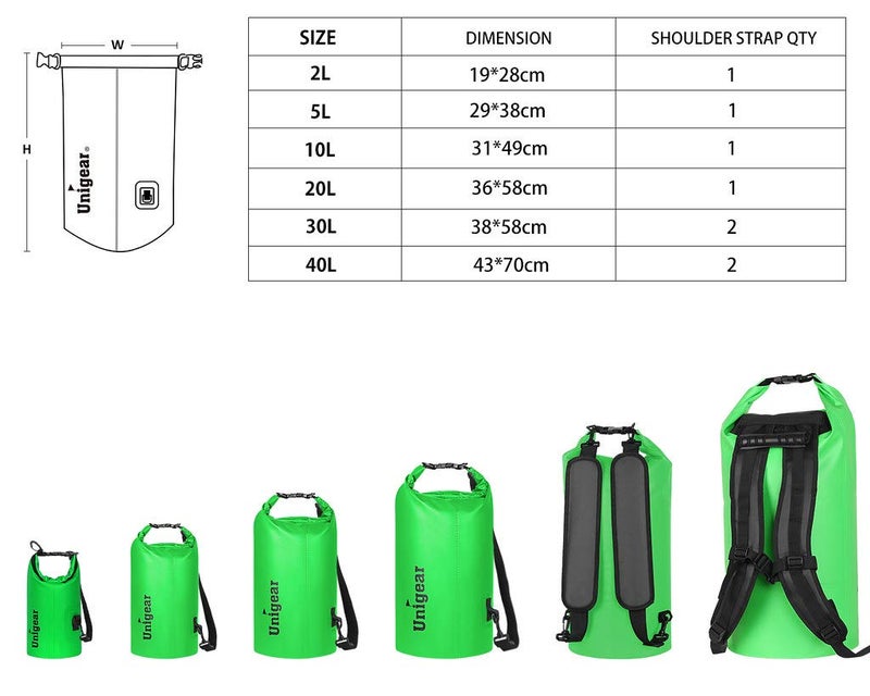 Unigear Dry Bag Waterproof, Floating and Lightweight Bags for Kayaking, Boating, Fishing, Swimming and Camping with Waterproof Phone Case (Green, 10L) - Image 2